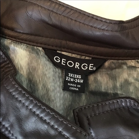 GEORGE: Brown Faux leather jacket coat Size 3X 22/24 - Picture 5 of 9